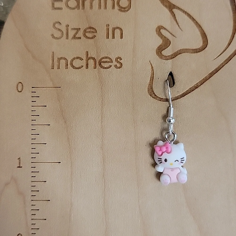 🔥LAST PAIR🔥 HELLO KITTY DAINTY DROP EARRINGS, 925 wires